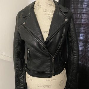 TOPSHOP Leather Motorcycle Jacket w/ Removable Fur Collar Size US 6